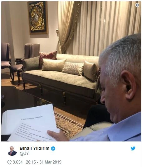 Binali Yıldırım'dan 31 Mart yerel seçimleri sonrası ilk paylaşım